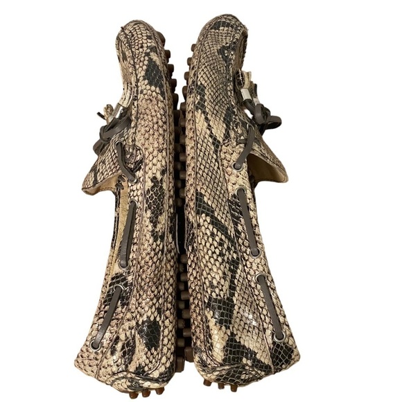 Cole Haan Garnet Leather Snakeskin Driving Mocs Loafers Flats Tassel Size 7.5 - Picture 11 of 15